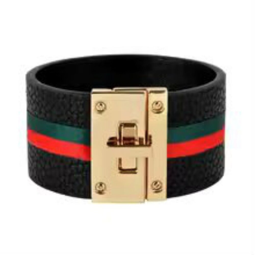 NEW! VEGAN Leather TWIST LOCK BRACELET